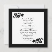 Invitation au monogramme floral noir et blanc (Dos)
