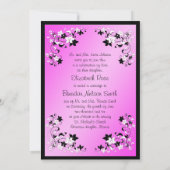 Invitation au monogramme floral rose et noir (Dos)