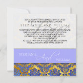 Invitation au Monogramme Mariage damassé Blue Gold (Dos)
