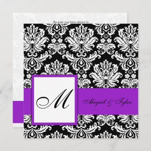 Invitation au monogramme Mariage pourpre (Devant / Derrière)