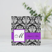 Invitation au monogramme Mariage pourpre (Debout devant)