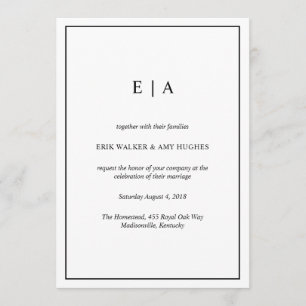 Invitation au monogramme noir et blanc