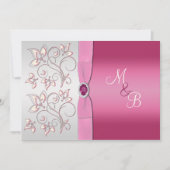 Invitation au monogramme rose et argent (Devant)