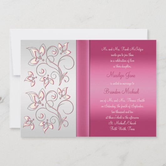 Invitation au monogramme rose et argent (Dos)