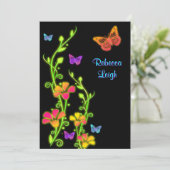 Invitation au néon 3 de bat mitzvah de papillons (Debout devant)
