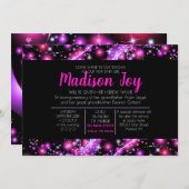 Invitation au nom d'un bébé juif dans les étoiles  (Devant / Derrière)