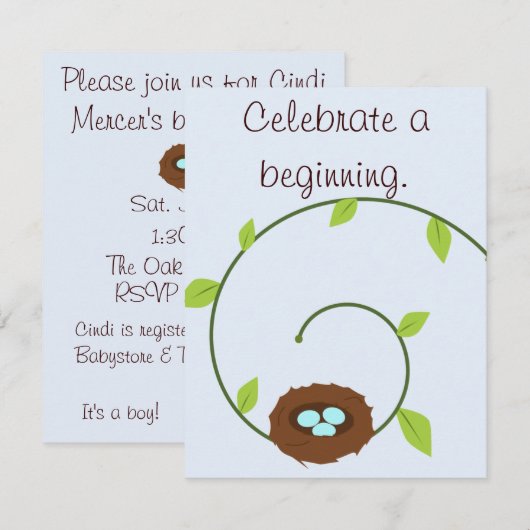 Invitation au nouveau Baby shower de début (Devant / Derrière)