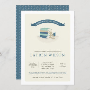 Invitation au nouveau chapitre Baby shower - bleu