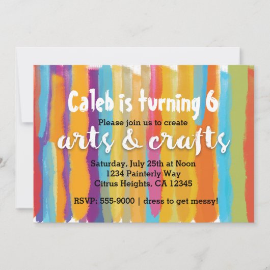 Invitation au paint party aquarelle Arts & Crafts (Devant)