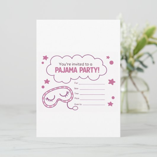 Invitation au Pajama Party pour les filles (Debout devant)