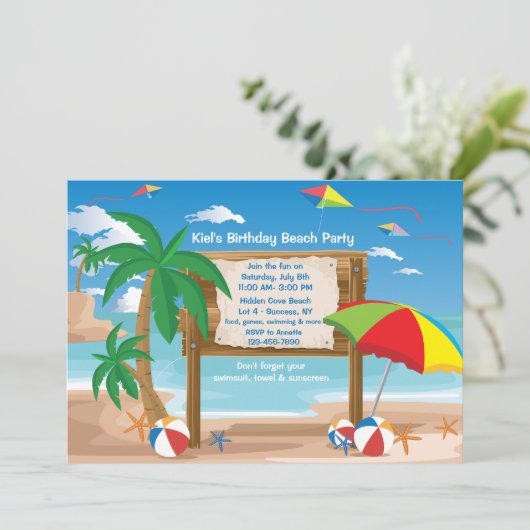 Invitation au panneau d'affichage de plage (Debout devant)