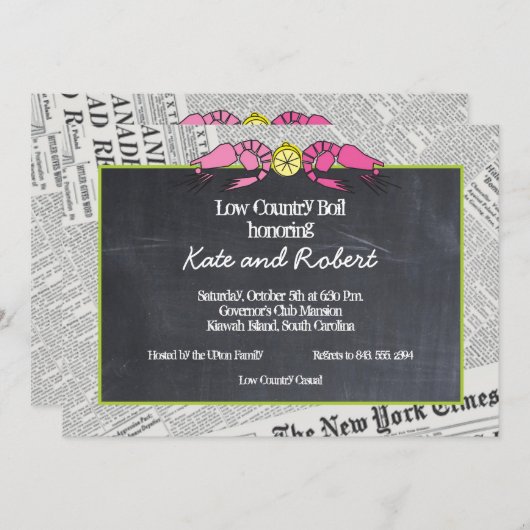 Invitation au papier journal en état d'ébullition  (Devant / Derrière)