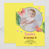 Invitation au papillon d'anniversaire jaune avec p (Devant / Derrière)