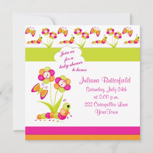 Invitation au papillon et au Baby shower (Devant)