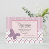 Invitation au papillon mauve par bandes et points (Debout devant)