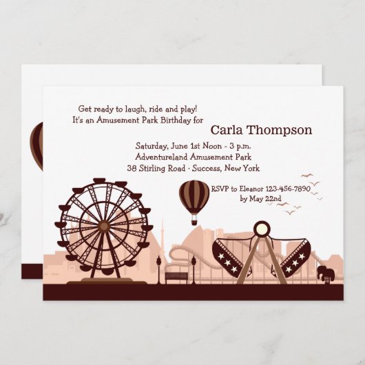 Invitation au parc d'attractions (Brown) (Devant / Derrière)