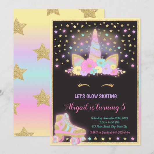 Invitation Au Patinage À Roulettes De Lueur De L'U (Devant / Derrière)