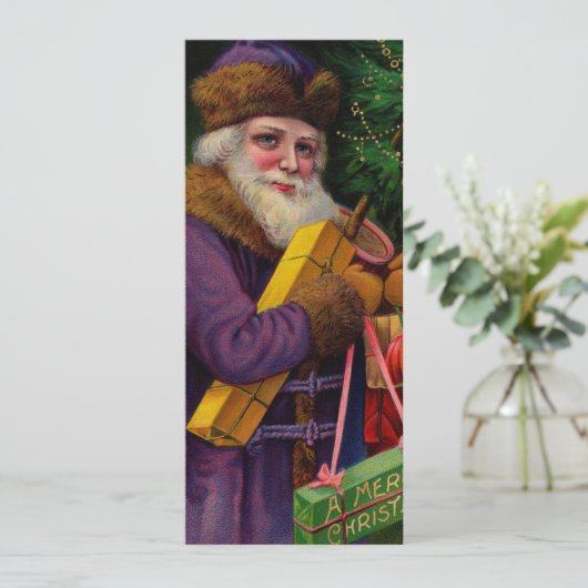 Invitation au Père Noël en violet (Debout devant)