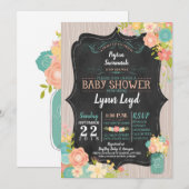 Invitation au petit Baby shower de pêche sucré (Devant / Derrière)