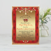 Invitation au petit Baby shower Prince, or, rouge (Debout devant)