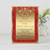 Invitation au petit Baby shower Prince, or, rouge (Debout devant)