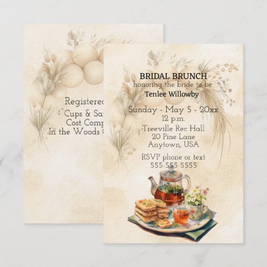 Invitation au petit déjeuner de mariage et à la do (Devant / Derrière)