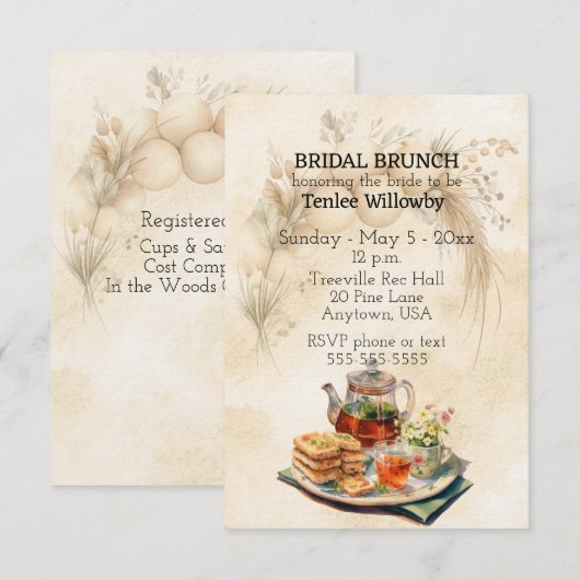 Invitation au petit-déjeuner de mariage et à la do (Devant / Derrière)