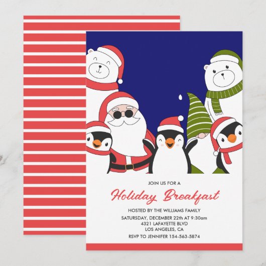 Invitation au petit-déjeuner de Noël Ours Santa Co (Devant / Derrière)