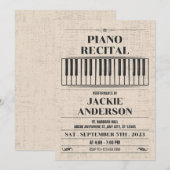 Invitation au piano vintage (Devant / Derrière)
