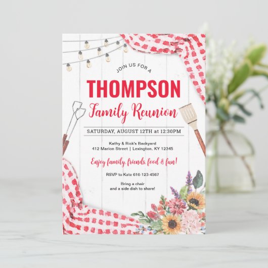 Invitation au pique-nique de réunion familiale BBQ (Debout devant)