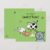 Invitation au pique-nique Funky Farm Country (Devant / Derrière)