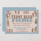 Invitation au pique-nique Teddy Bear de style Vint (Devant / Derrière)