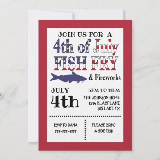 Invitation au Poisson Frit du 4 Juillet (Devant)