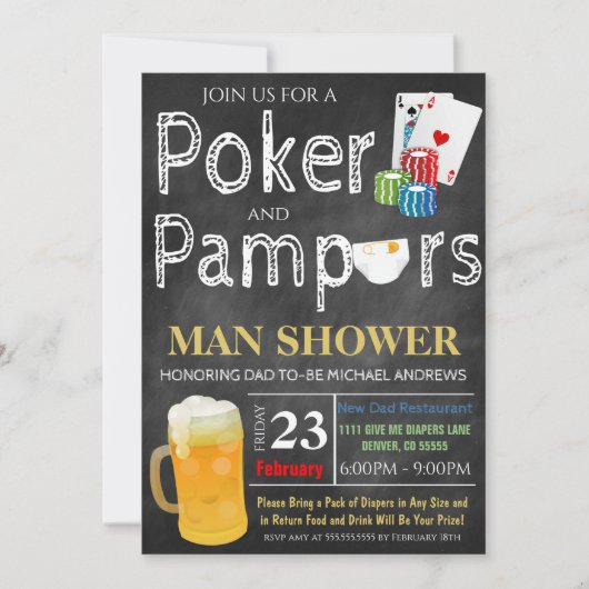 Invitation au poker et au Baby shower de bière (Devant)