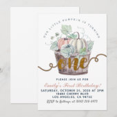 Invitation au premier anniversaire de citrouille (Devant / Derrière)