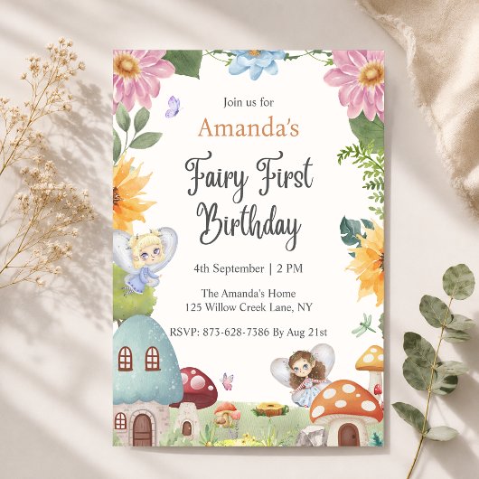 Invitation au premier anniversaire de fée