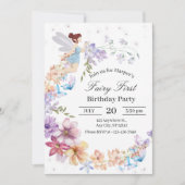 Invitation au premier anniversaire de fée (Devant)