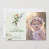 Invitation au premier anniversaire de fée | Vert p (Devant)
