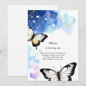 Invitation au premier anniversaire de papillon (Devant / Derrière)