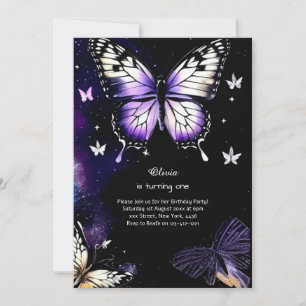 Invitation au premier anniversaire de papillon