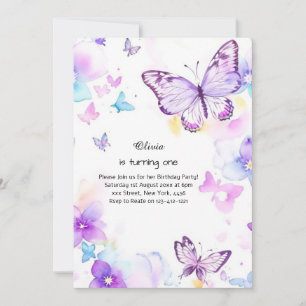 Invitation au premier anniversaire de papillon