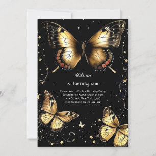 Invitation au premier anniversaire de papillon