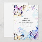 Invitation au premier anniversaire de papillon (Devant / Derrière)