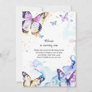 Invitation au premier anniversaire de papillon