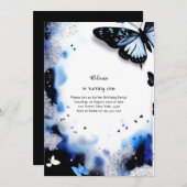 Invitation au premier anniversaire de papillon (Devant / Derrière)