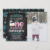 Invitation au premier anniversaire de Penguin avec (Devant / Derrière)