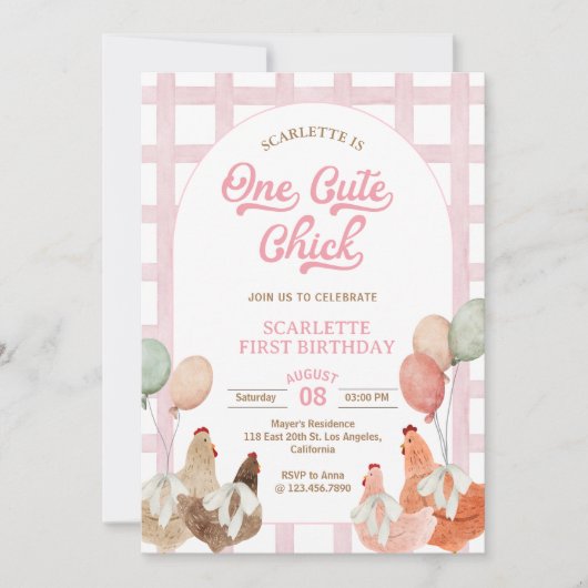 Invitation au premier anniversaire de poulet (Devant)