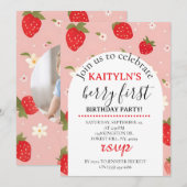 Invitation au premier anniversaire de Strawberry B (Devant / Derrière)