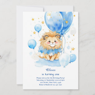 Invitation au premier anniversaire du lion mignon