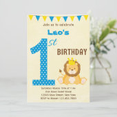 Invitation au premier anniversaire du lion mignon (Debout devant)
